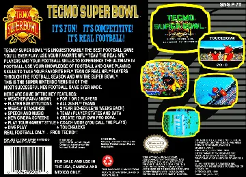 Tecmo Super Bowl (USA) (Beta) box cover back